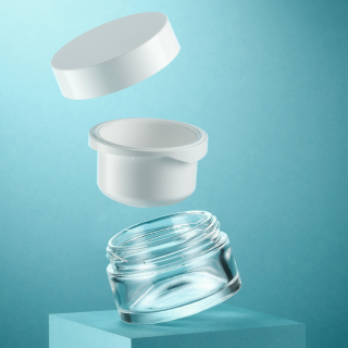 Twirl refillable glass jar with Sulapac lid